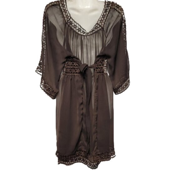Brown See Through Lace Tunic Top - Picture 7 of 11